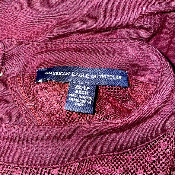 AE 🦅 Burgundy Lace Sleeveless Dress - Picture 5 of 7